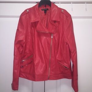 INC red leather (faux) jacket size xl